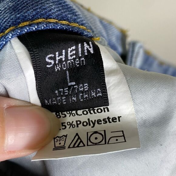 Shein Light Wash High Rise Denim Mom Jean Shorts - Picture 4 of 5